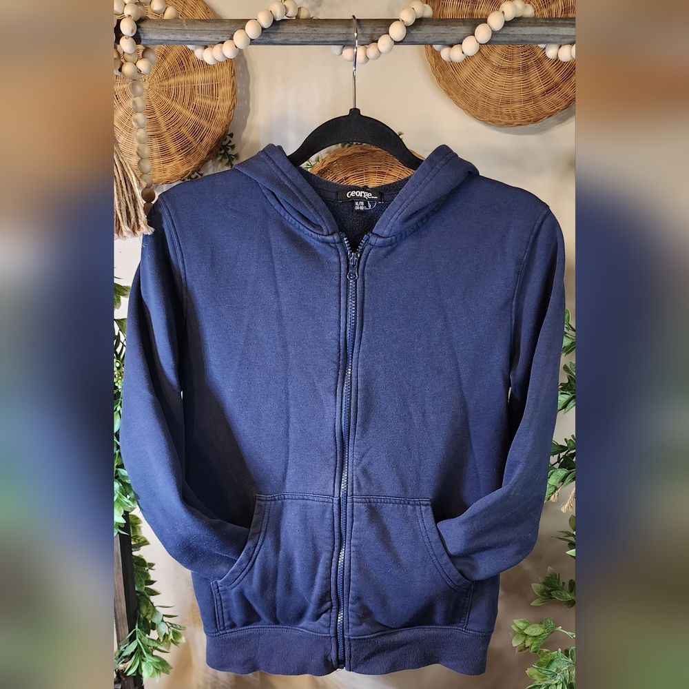 George - (XL 14/16) Blue Basic Zip-Up Hoodie